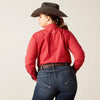 Ariat Ladies Curvy Fit Wrinkle Resistant Kirby Stretch LS Shirt - Cardinal Dot