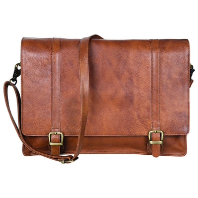 Russia Messenger Bag with Buckles from The Design Edge - Tan