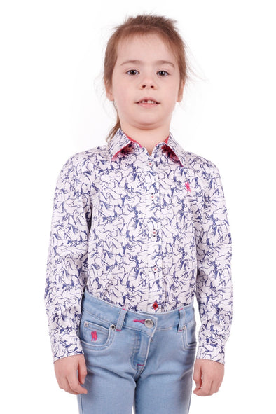 Thomas Cook Girl's Willow Long Sleeve Shirt - White/Blue