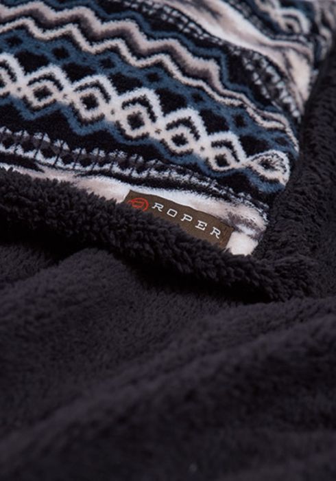 Roper Plush Throw Rug- Aztec Black