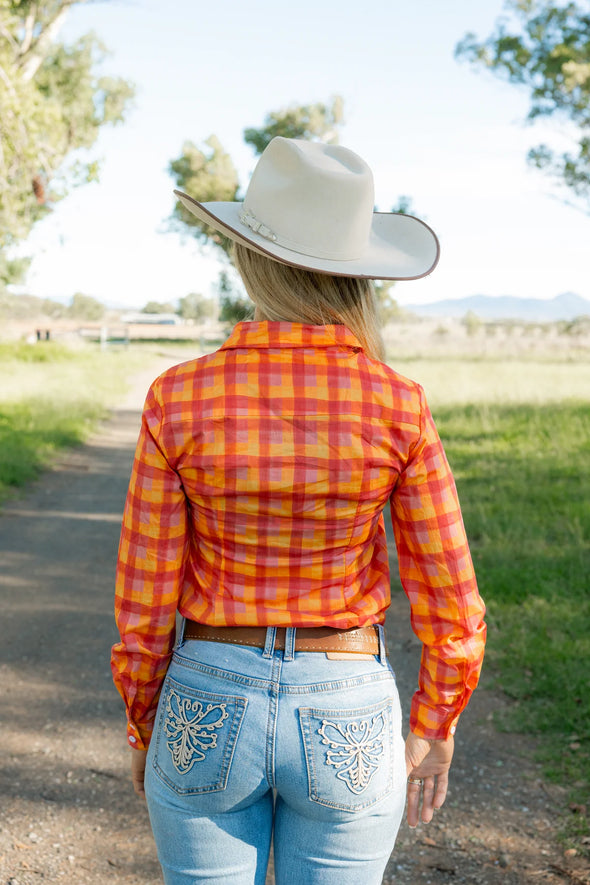 Black Colt Ellie Shirt - Pink & Orange Check