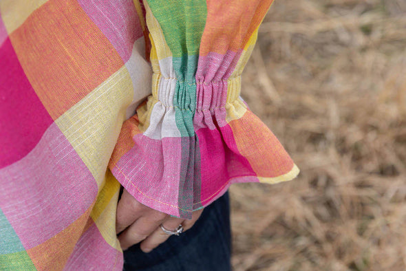 Black Colt Gabby Blouse  - Rainbow Check