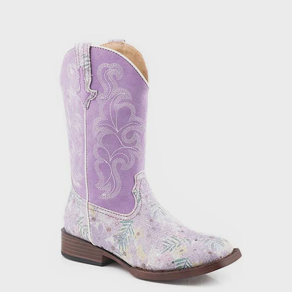 Roper Girls Glitter Floral White Glitter / Purple