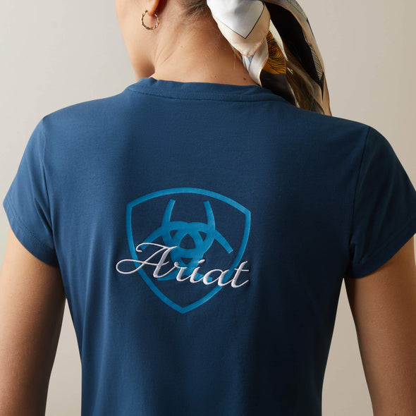 Ariat Ladies Logo Script T-Shirt - Deep Petroleum