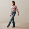 Ariat Girl's Paisley Snap L.S Shirt - Coral Blush/Paisley