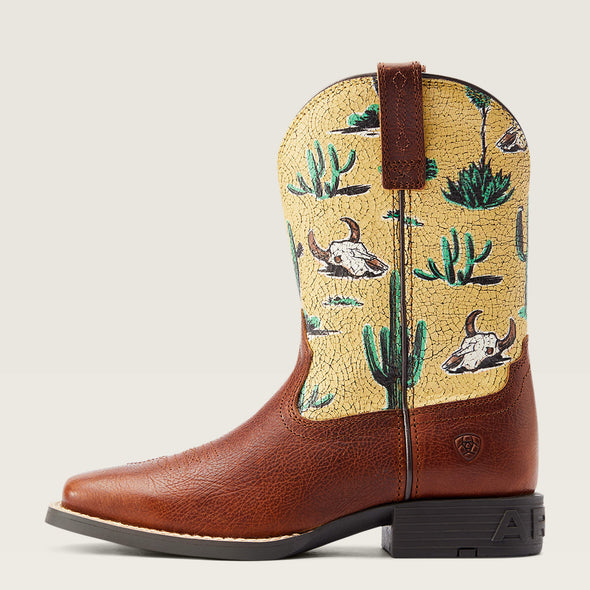 Ariat Kid's Round Up Wide Square Toe Boot - Spiced Cider/Desert Scene
