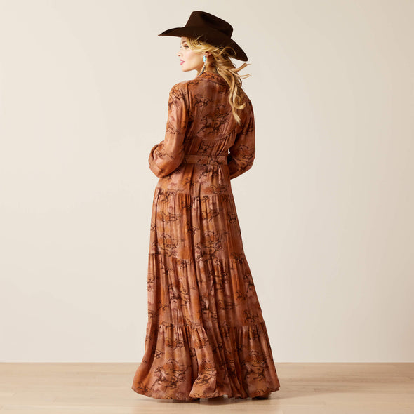 Ladies Ariat Gallop Away Maxi Dress - Brown Multi