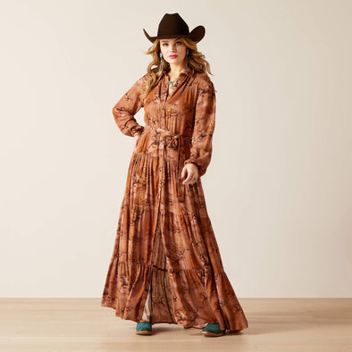 Ladies Ariat Gallop Away Maxi Dress - Brown Multi