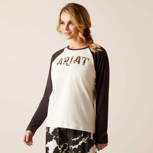 Ariat Ladies Cow Pajama Set - Coconut Milk Print