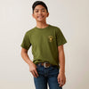Ariat Boy's Bison Skull T-Shirt - Army Green