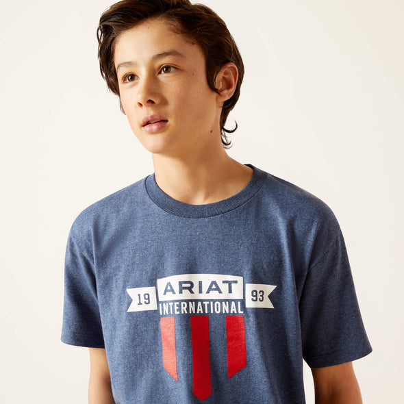 Ariat Boy's Banner Shield T-Shirt - Navy Heather