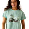 Ariat Ladies Ariat Cowboy S.S T-Shirt - Aqua Heather