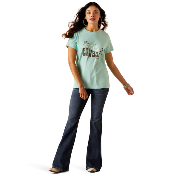 Ariat Ladies Ariat Cowboy S.S T-Shirt - Aqua Heather