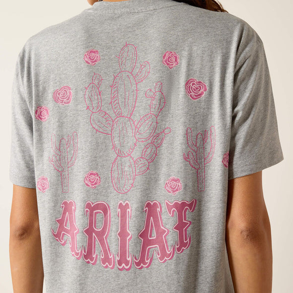 Ariat Ladies Cactus Rose Tee - Heather Grey