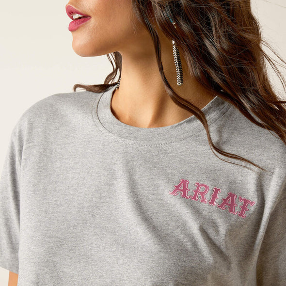 Ariat Ladies Cactus Rose Tee - Heather Grey