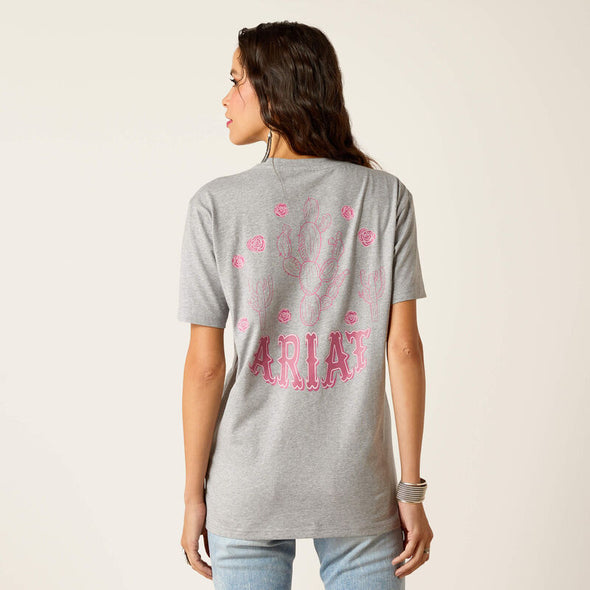 Ariat Ladies Cactus Rose Tee - Heather Grey