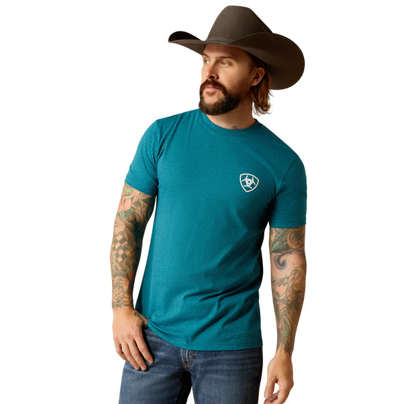 Ariat Mens Stacks T-Shirt - Cyan Black Heather