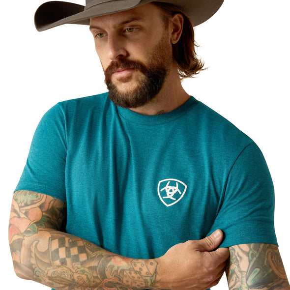 Ariat Mens Stacks T-Shirt - Cyan Black Heather