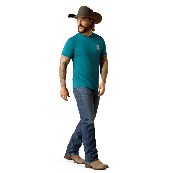 Ariat Mens Stacks T-Shirt - Cyan Black Heather