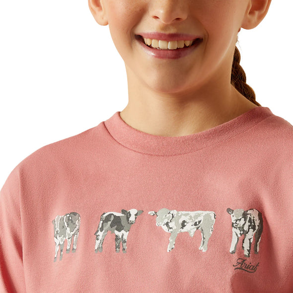 Ariat Girl's Mini Cow Squad Tee - Dusty Rose