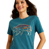 Ariat Ladies Bison Ranch Tee - Deep Sea Heather