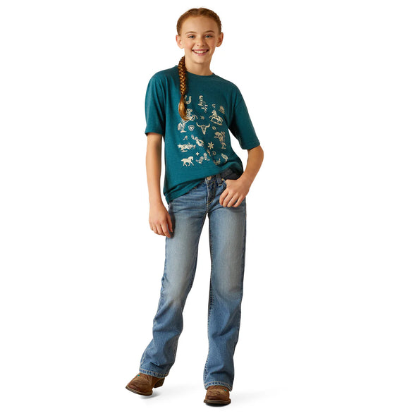 Ariat Girls Sketch Pad T-Shirt - Deep Sea Heather