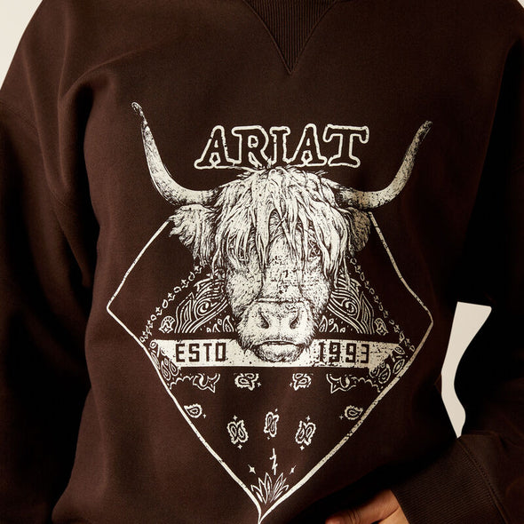 Ariat Women's Taurus Oversized Crew Sweatshirt - Mole