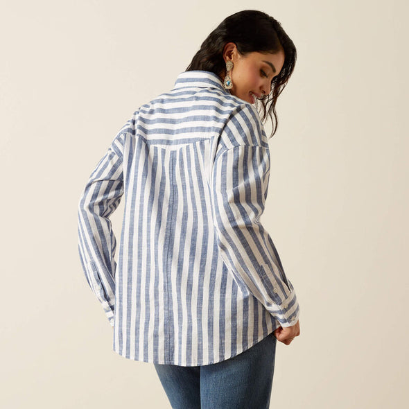 Ariat Ladies Baggy Button Up L.S Shirt - Coastal Stripe