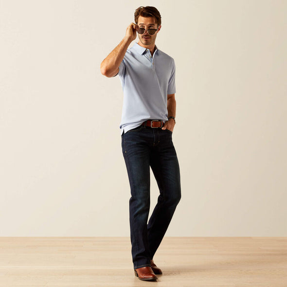Ariat Men's Shaldon Polo - Chambray Blue Heather