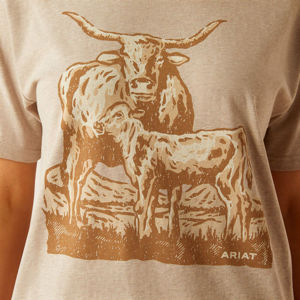 Ariat Ladies Longhorn T-Shirt - Oatmeal Heather