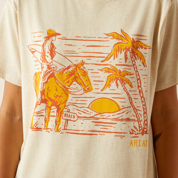 Ariat Ladies Western Surfer T-Shirt - Oatmeal Heather