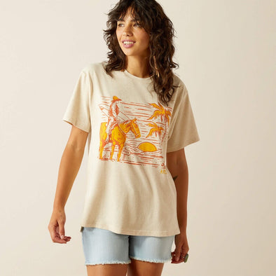 Ariat Ladies Western Surfer T-Shirt - Oatmeal Heather