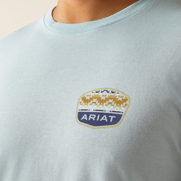 Ariat Men's Ogden Valley Badge T-Shirt - Light Blue