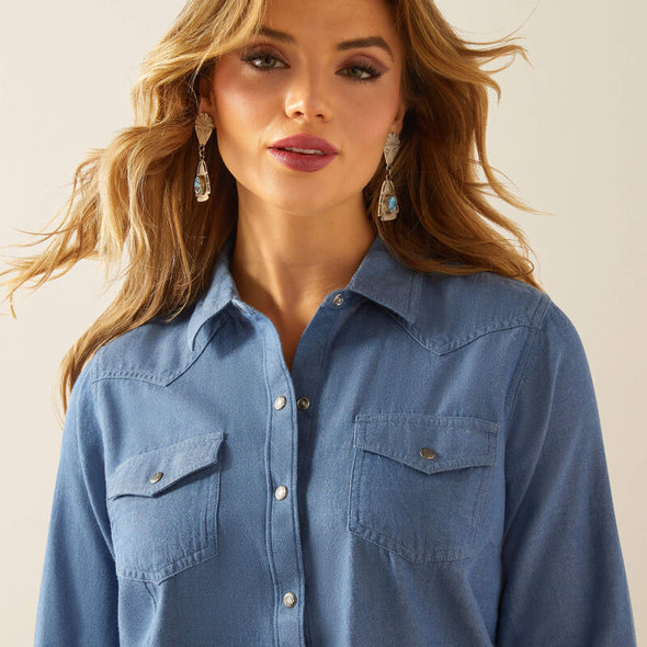 Ariat Ladies Everyday western Snap L.S Shirt - Light Chambray
