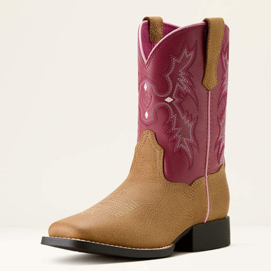 Ariat Girl's Tombstone Wide Square Toe Western Boot - Cottage/Rosebud