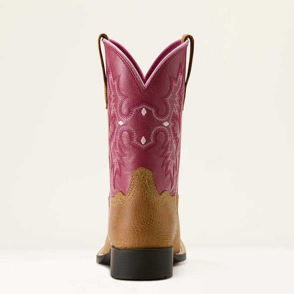 Ariat Girl's Tombstone Wide Square Toe Western Boot - Cottage/Rosebud