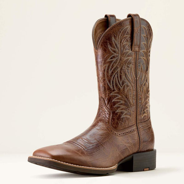Ariat Sport Wide Square Toe Cowboy Boots - Dark Tan