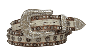 Angel Ranch Cowhide Inset Concho Bling Belt