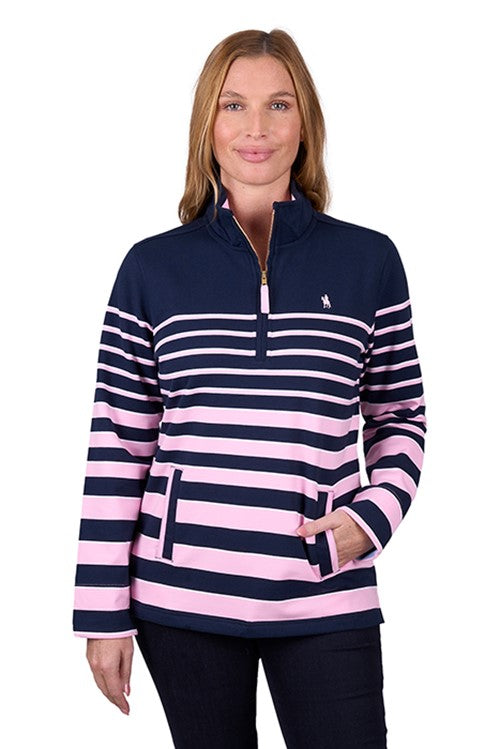 Thomas Cook Ladies Cecilia 1/4 Zip Rugby Jumper - Navy/Pink