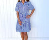 Anna Nova  Shirt Dress - Stripe Blue and White