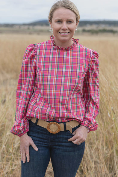 Black Colt Brooke Blouse - Pink Check