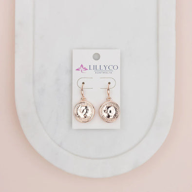 Rose Gold Coin Drop Earrings
