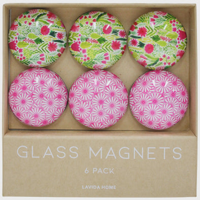 Pink Garden Glass Magnets