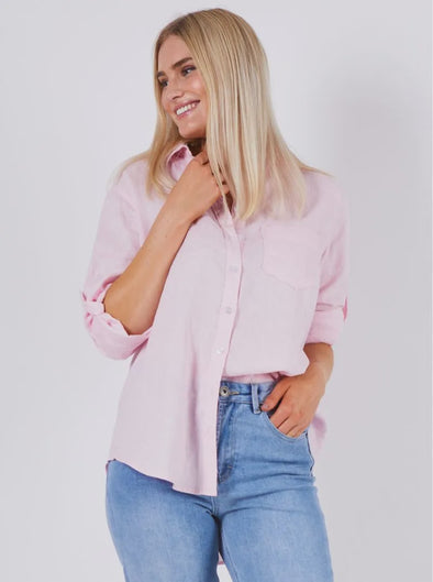 Adele Linen L/S Shirt - Pink