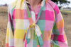 Black Colt Gabby Blouse  - Rainbow Check
