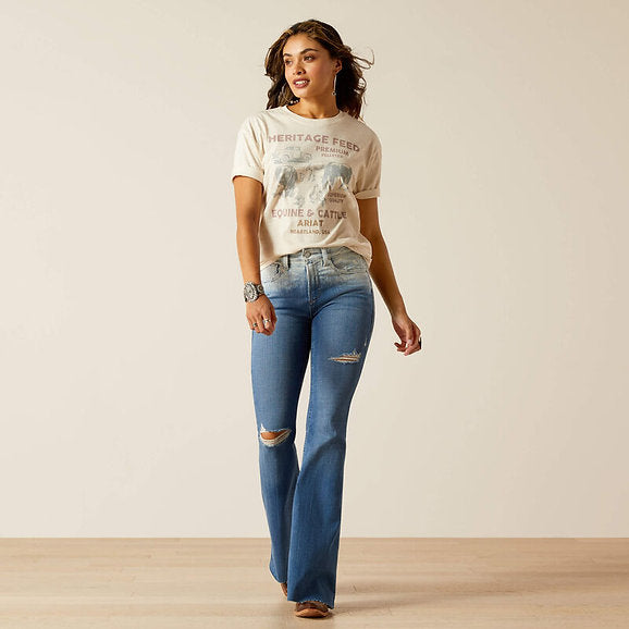 Ariat Ladies Feed SS T-Shirt - Oatmeal Heather