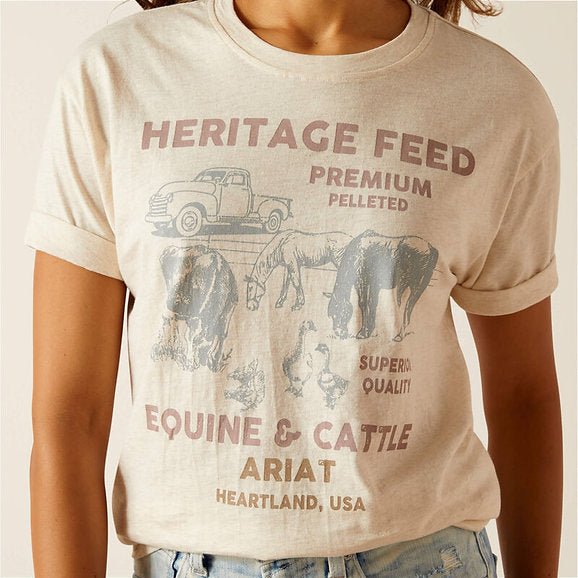 Ariat Ladies Feed SS T-Shirt - Oatmeal Heather