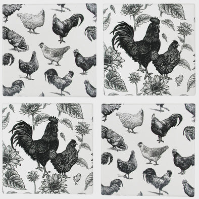 Roosters Set 4 Coasters