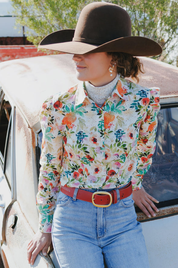 Black Colt Maggie Floral Lace Shirt