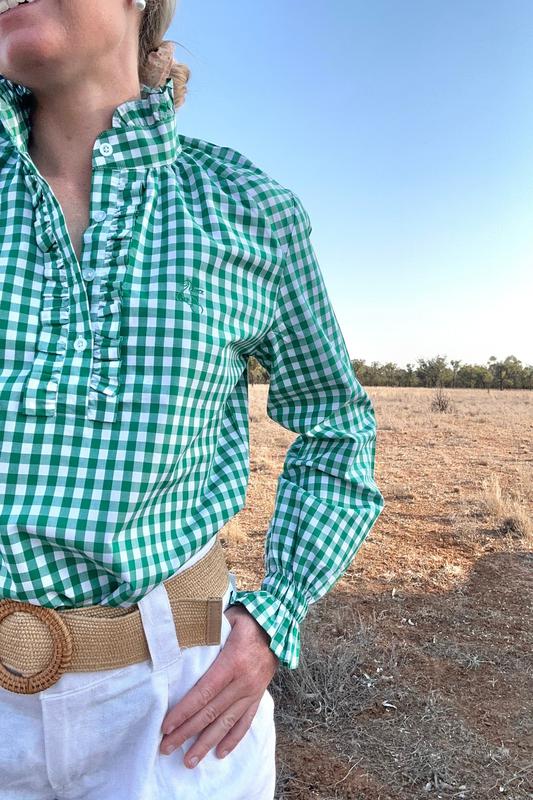 Black Colt Willow L/S Blouse - Green Gingham